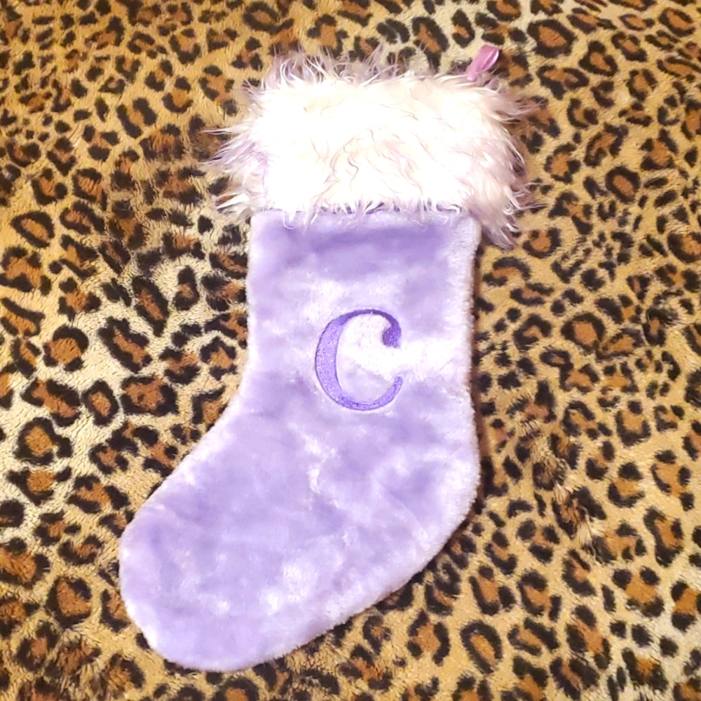 Lilac Embroidered "C" Stocking